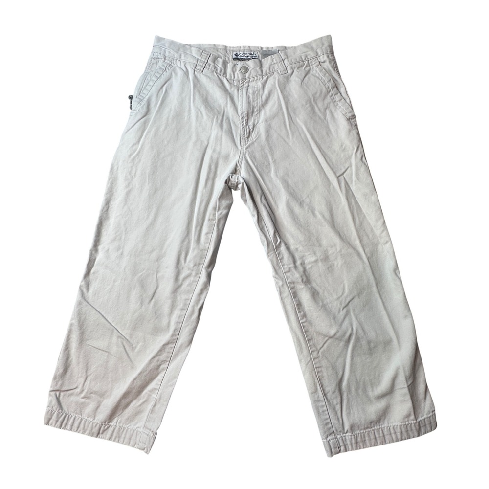 Columbia Capri Pants Womens 10P Beige Khaki Canvas Outdoor Hiking Utility Crop